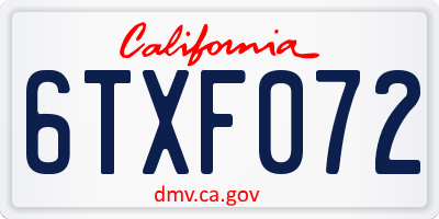 CA license plate 6TXF072