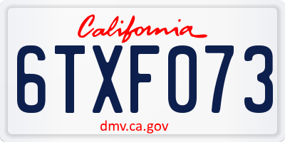 CA license plate 6TXF073