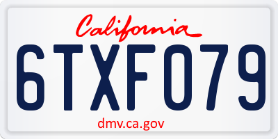 CA license plate 6TXF079