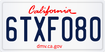 CA license plate 6TXF080