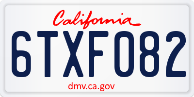 CA license plate 6TXF082