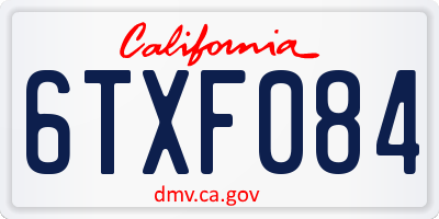 CA license plate 6TXF084