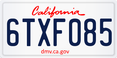 CA license plate 6TXF085