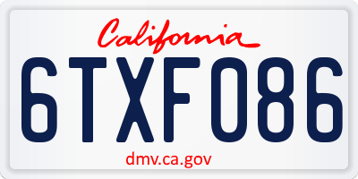 CA license plate 6TXF086