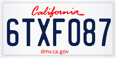CA license plate 6TXF087