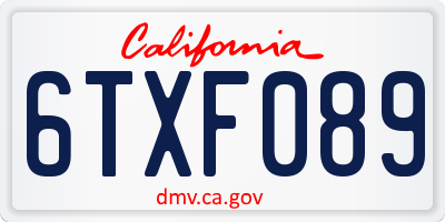 CA license plate 6TXF089