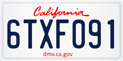 CA license plate 6TXF091