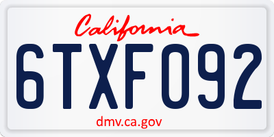 CA license plate 6TXF092