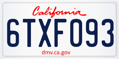 CA license plate 6TXF093