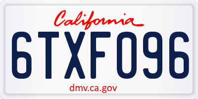 CA license plate 6TXF096