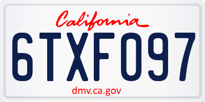 CA license plate 6TXF097