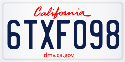 CA license plate 6TXF098