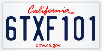 CA license plate 6TXF101
