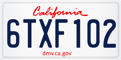 CA license plate 6TXF102