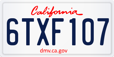 CA license plate 6TXF107