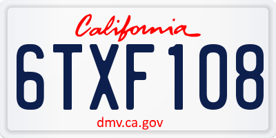 CA license plate 6TXF108