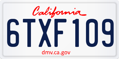 CA license plate 6TXF109