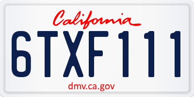 CA license plate 6TXF111