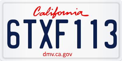 CA license plate 6TXF113