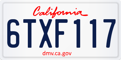 CA license plate 6TXF117