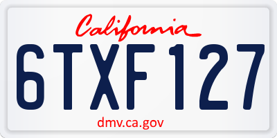 CA license plate 6TXF127