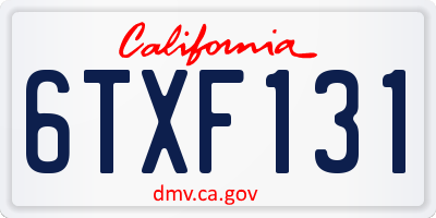 CA license plate 6TXF131