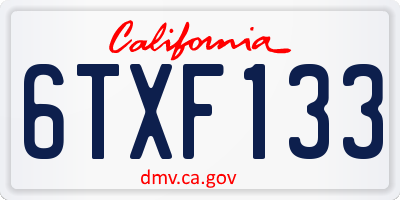 CA license plate 6TXF133