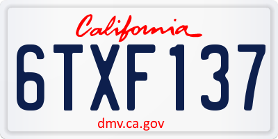 CA license plate 6TXF137