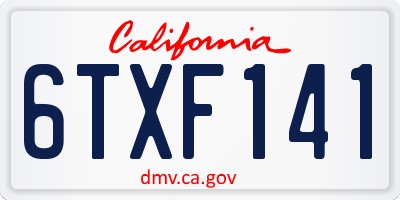 CA license plate 6TXF141