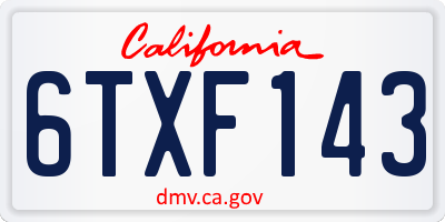 CA license plate 6TXF143