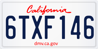 CA license plate 6TXF146