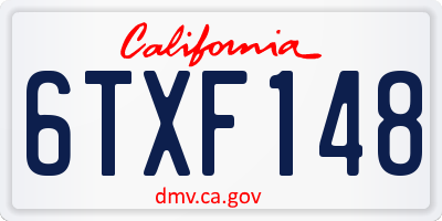 CA license plate 6TXF148