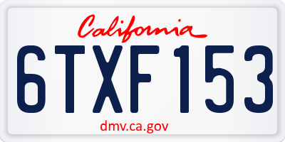 CA license plate 6TXF153