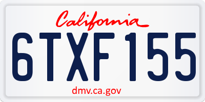 CA license plate 6TXF155