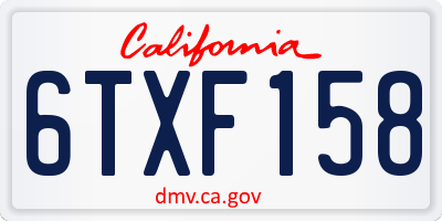CA license plate 6TXF158