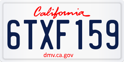 CA license plate 6TXF159