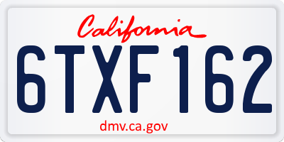 CA license plate 6TXF162
