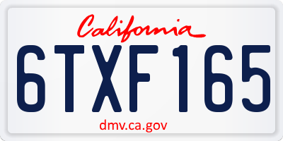 CA license plate 6TXF165