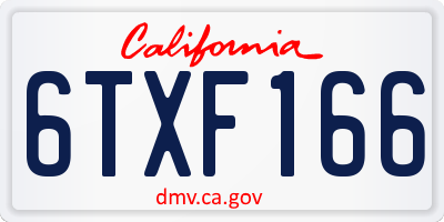 CA license plate 6TXF166