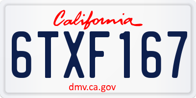 CA license plate 6TXF167