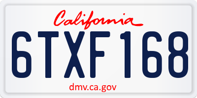 CA license plate 6TXF168