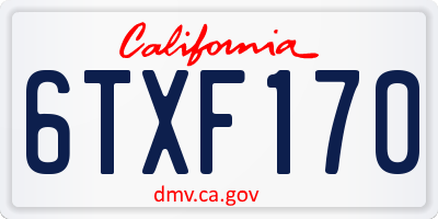 CA license plate 6TXF170
