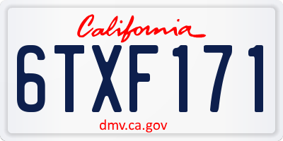 CA license plate 6TXF171