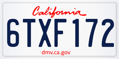 CA license plate 6TXF172
