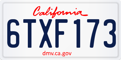 CA license plate 6TXF173