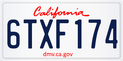 CA license plate 6TXF174
