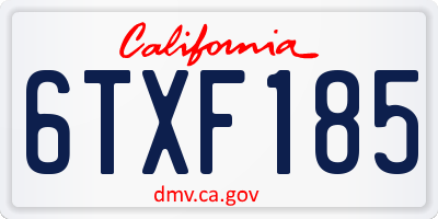 CA license plate 6TXF185