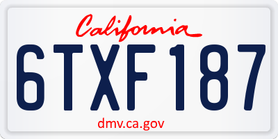 CA license plate 6TXF187