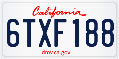 CA license plate 6TXF188