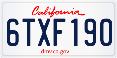 CA license plate 6TXF190
